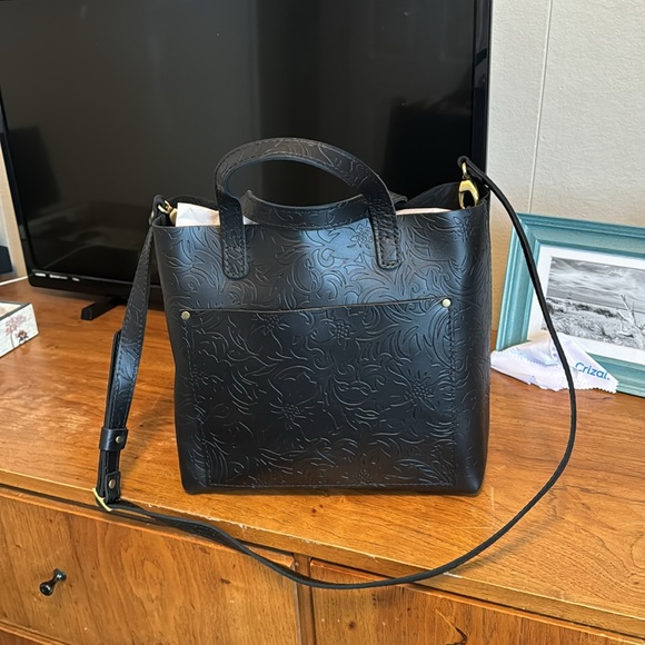 Portland Leather Black Embossed Tote - Picture 9 of 12